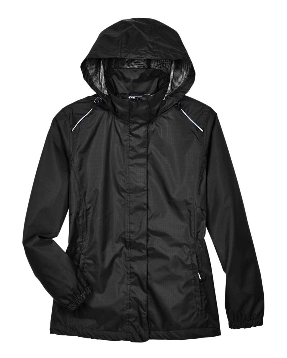 Core365 Women's Climate Seam-Sealed Lightweight Variegated Ripstop Jacket - 78185 Black