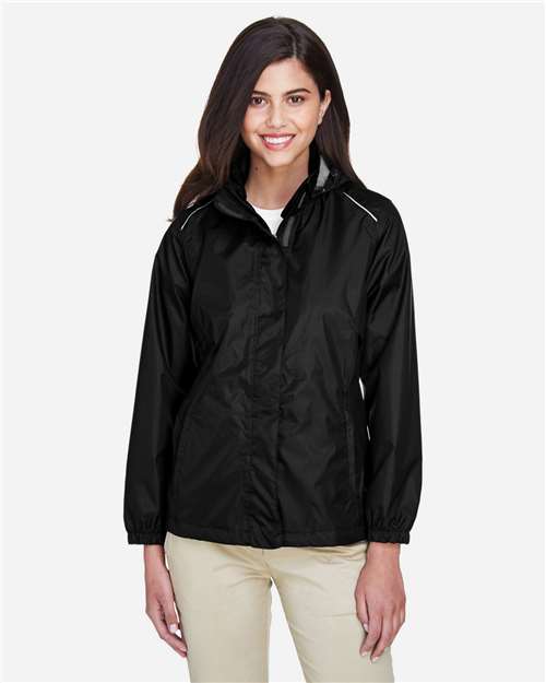 Core365 Women's Climate Seam-Sealed Lightweight Variegated Ripstop Jacket - 78185 Black