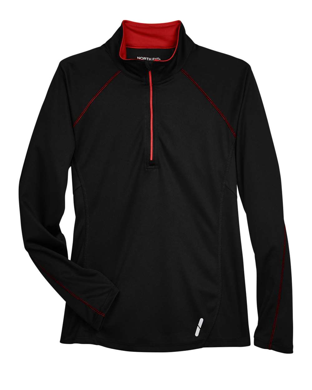 North End Women's Radar Performance Quarter-Zip Pullover - 78187 Black- Classic Red