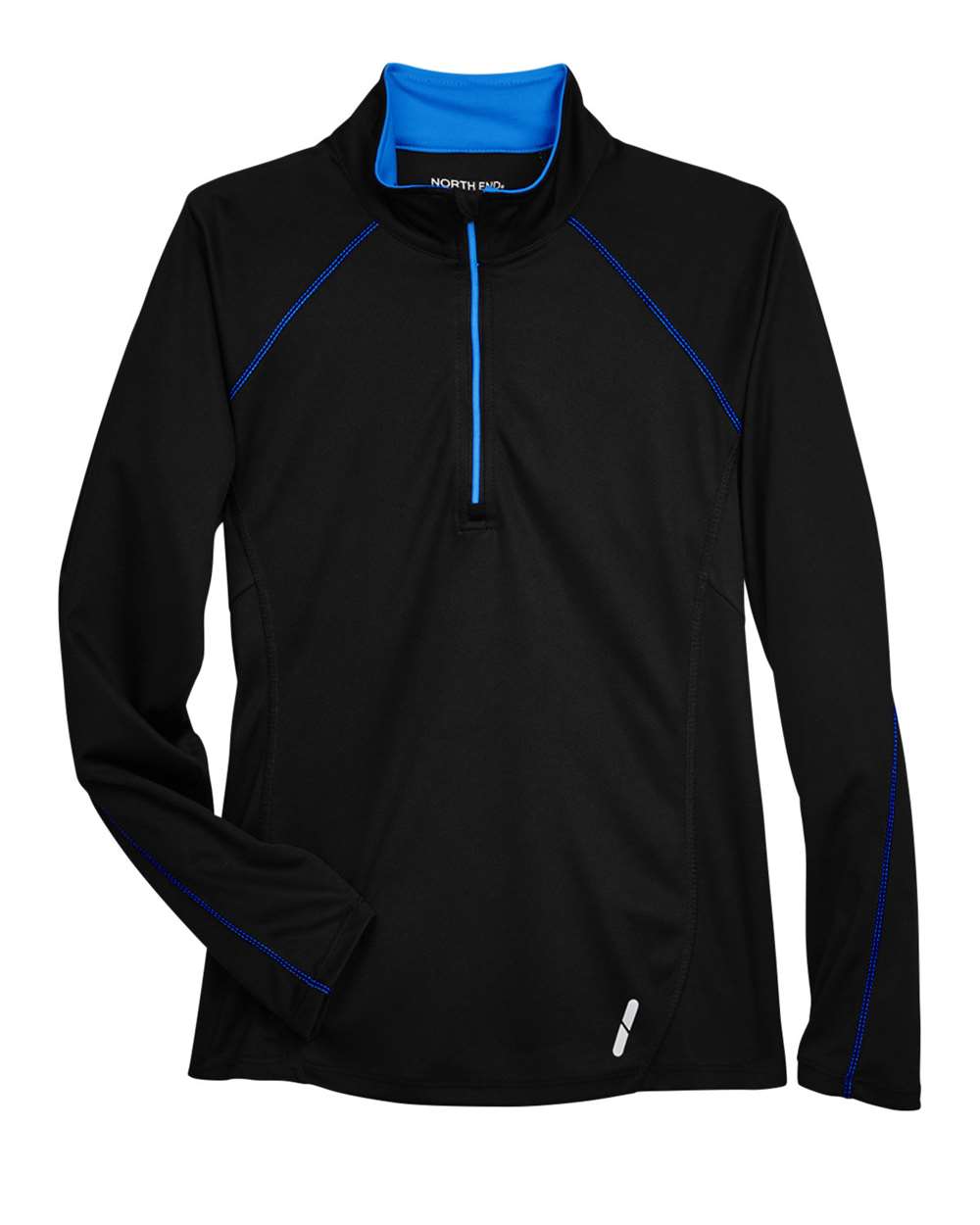 North End Women's Radar Performance Quarter-Zip Pullover - 78187 Black- True Royal