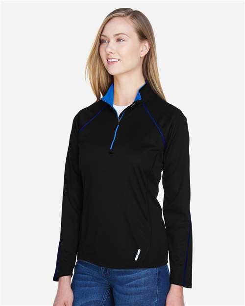 North End Women's Radar Performance Quarter-Zip Pullover - 78187 Black- True Royal