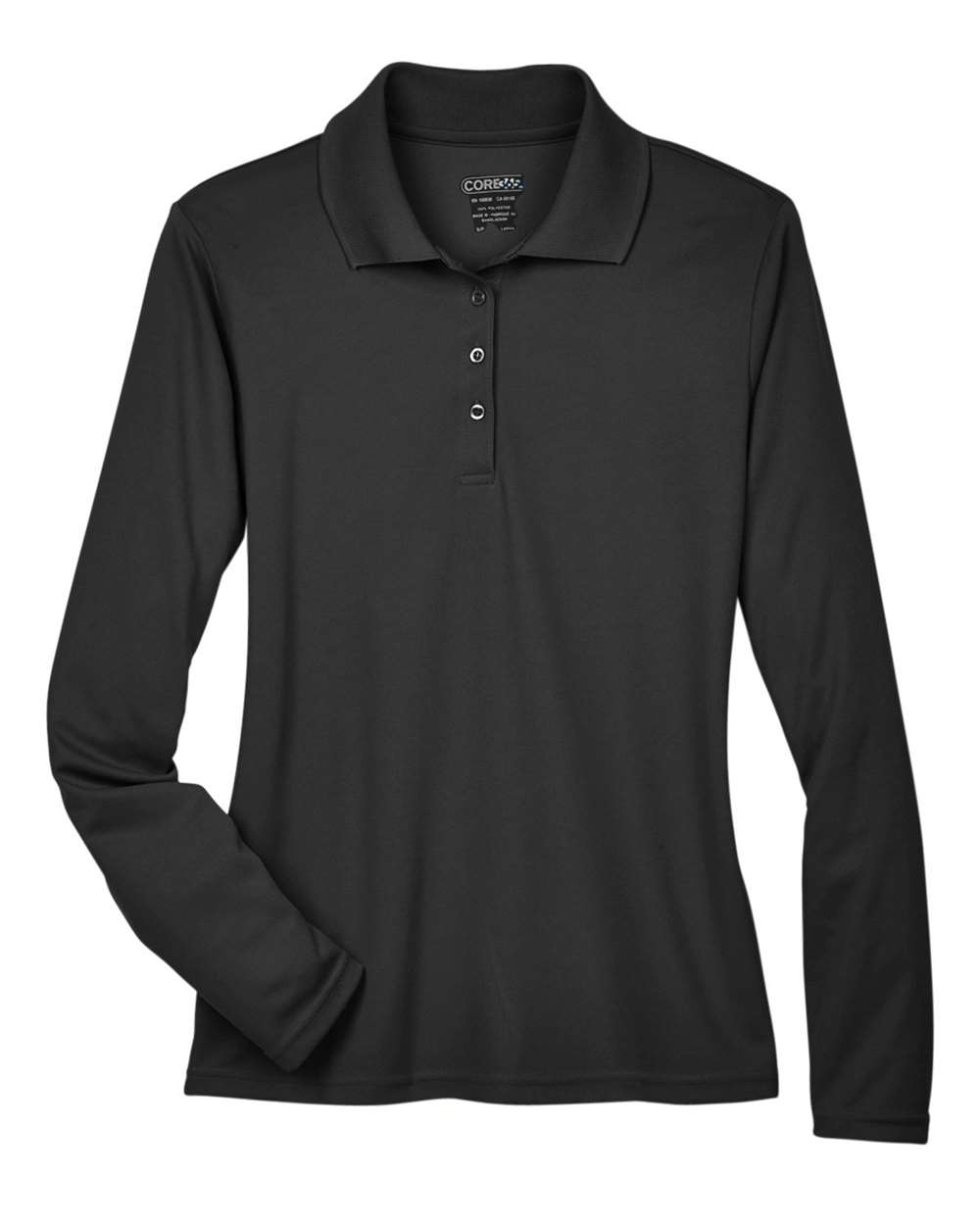 Core365 Women's Pinnacle Performance Long Sleeve Piqué Polo - 78192 Black