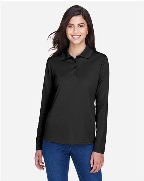 Core365 Women's Pinnacle Performance Long Sleeve Piqué Polo - 78192 Black