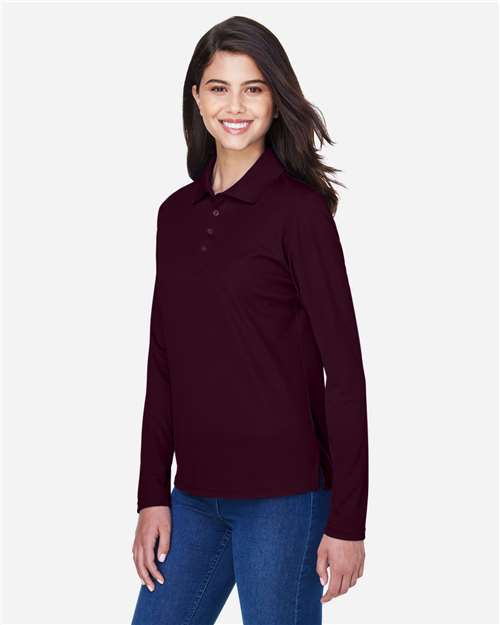 Core365 Women's Pinnacle Performance Long Sleeve Piqué Polo - 78192 Burgundy