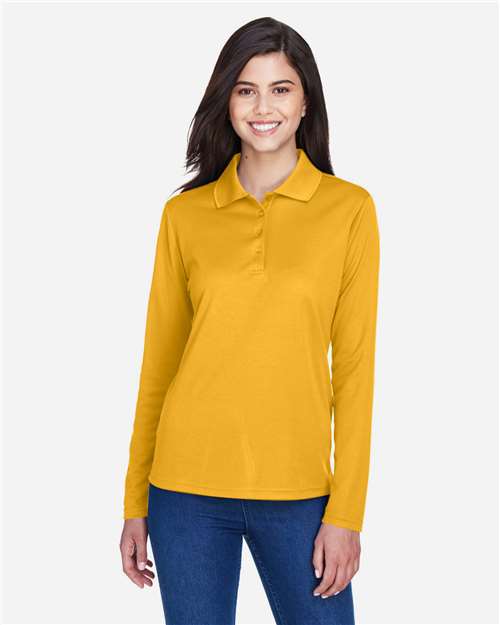 Core365 Women's Pinnacle Performance Long Sleeve Piqué Polo - 78192 Campus Gold