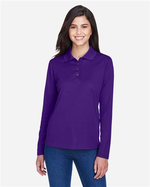 Core365 Women's Pinnacle Performance Long Sleeve Piqué Polo - 78192 Campus Purple