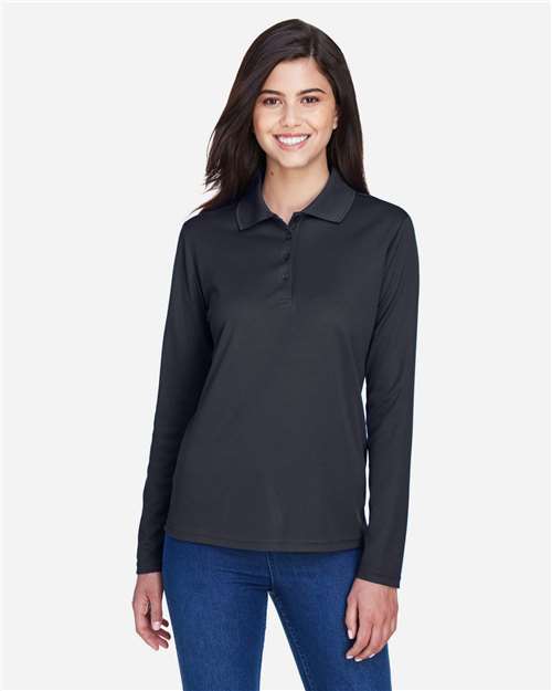 Core365 Women's Pinnacle Performance Long Sleeve Piqué Polo - 78192 Carbon