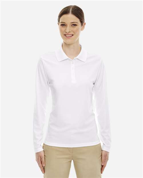 Core365 Women's Pinnacle Performance Long Sleeve Piqué Polo - 78192 White