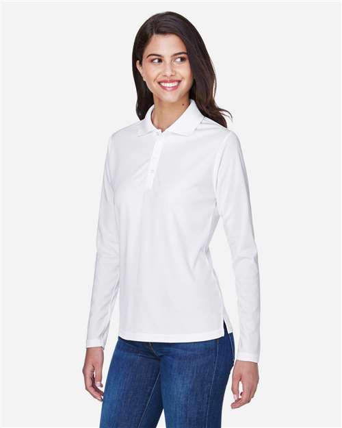 Core365 Women's Pinnacle Performance Long Sleeve Piqué Polo - 78192 White