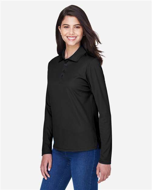 Core365 Women's Pinnacle Performance Long Sleeve Piqué Polo - 78192 Black