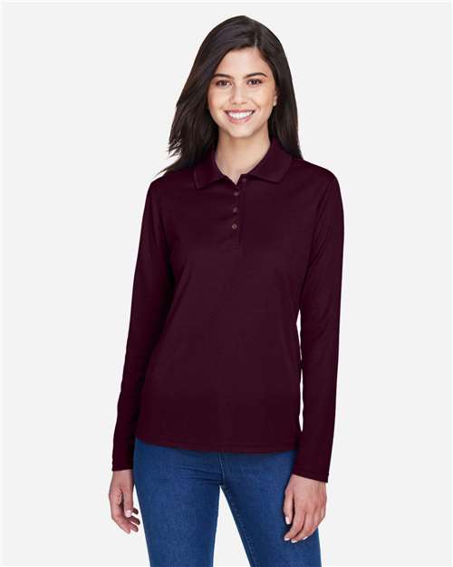 Core365 Women's Pinnacle Performance Long Sleeve Piqué Polo - 78192 Burgundy