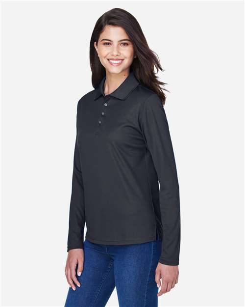 Core365 Women's Pinnacle Performance Long Sleeve Piqué Polo - 78192 Carbon