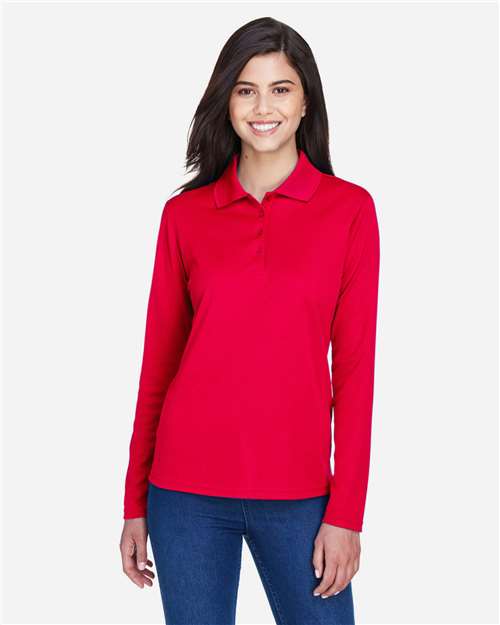 Core365 Women's Pinnacle Performance Long Sleeve Piqué Polo - 78192 Classic Red