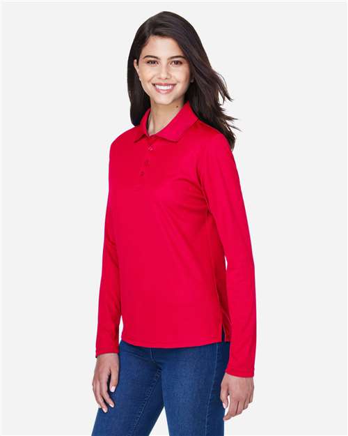 Core365 Women's Pinnacle Performance Long Sleeve Piqué Polo - 78192 Classic Red