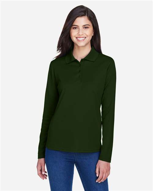 Core365 Women's Pinnacle Performance Long Sleeve Piqué Polo - 78192 Forest