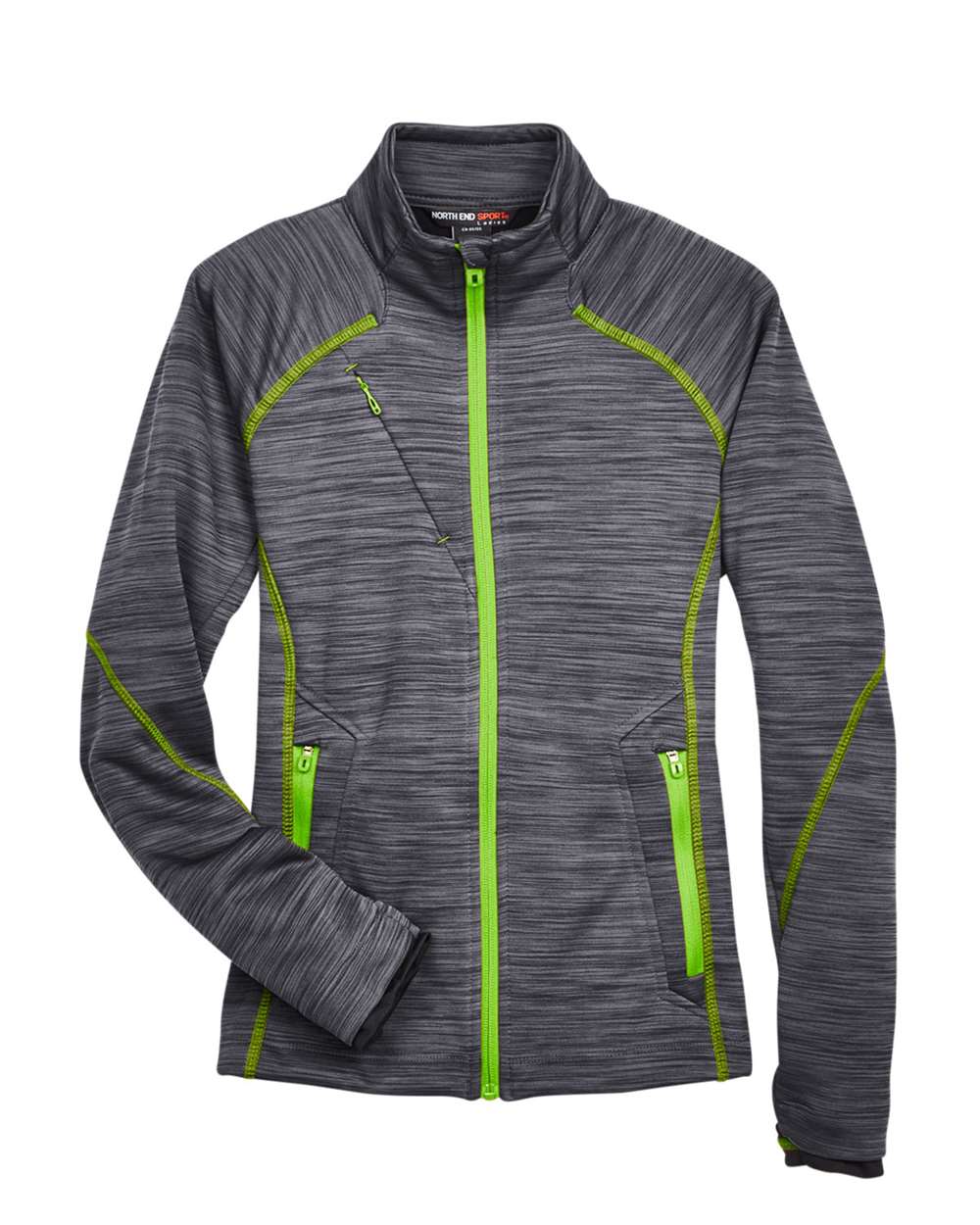 North End Women's Flux Mélange Bonded Fleece Jacket - 78697 Carbon- Acid Green