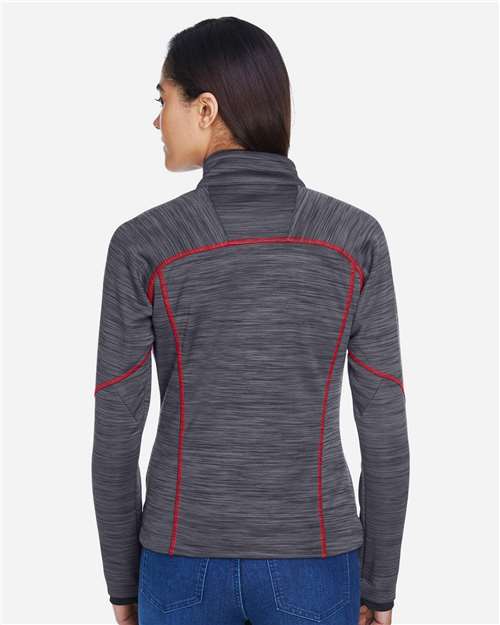 North End Women's Flux Mélange Bonded Fleece Jacket - 78697 Carbon- Olympic Red