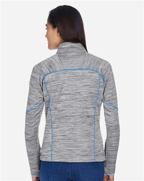 North End Women's Flux Mélange Bonded Fleece Jacket - 78697 Platinum- Olympic Blue