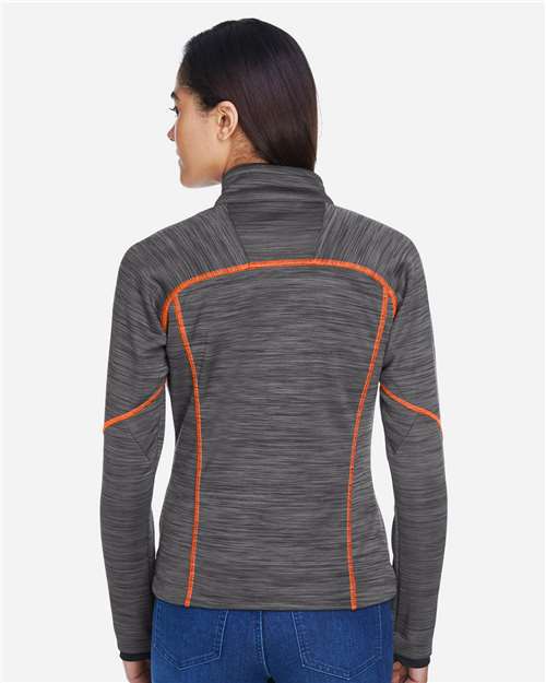 North End Women's Flux Mélange Bonded Fleece Jacket - 78697 Carbon- Orange Soda