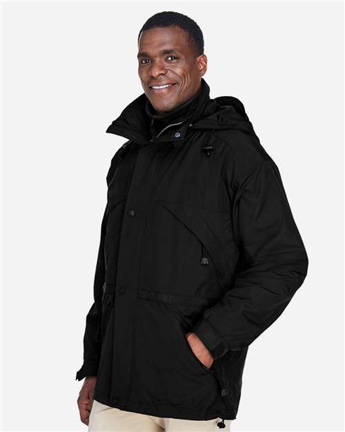 North End Men's 3-in-1 Parka with Dobby Trim - 88007 Black