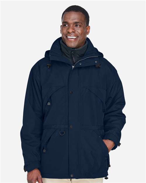 North End Men's 3-in-1 Parka with Dobby Trim - 88007 Midnight Navy