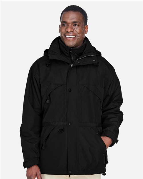North End Men's 3-in-1 Parka with Dobby Trim - 88007 Black