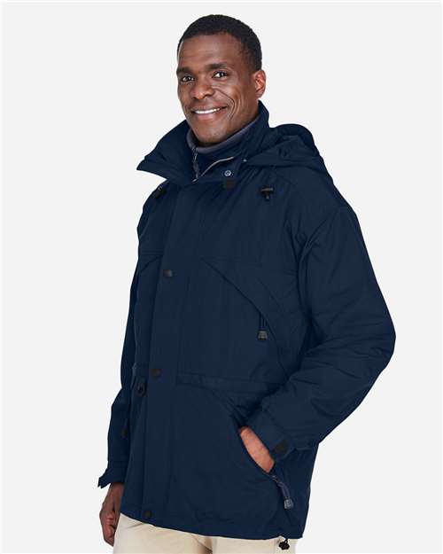 North End Men's 3-in-1 Parka with Dobby Trim - 88007 Midnight Navy