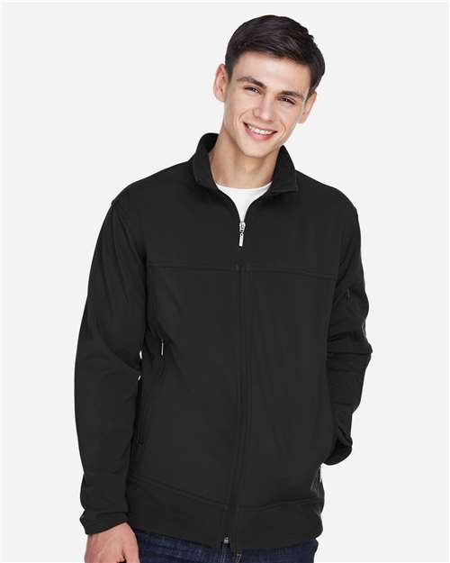 North End Men's Three Layer Fleece Performance Soft Shell Jacket - 88099 Black