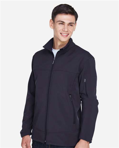 North End Men's Three Layer Fleece Performance Soft Shell Jacket - 88099 Midnight Navy