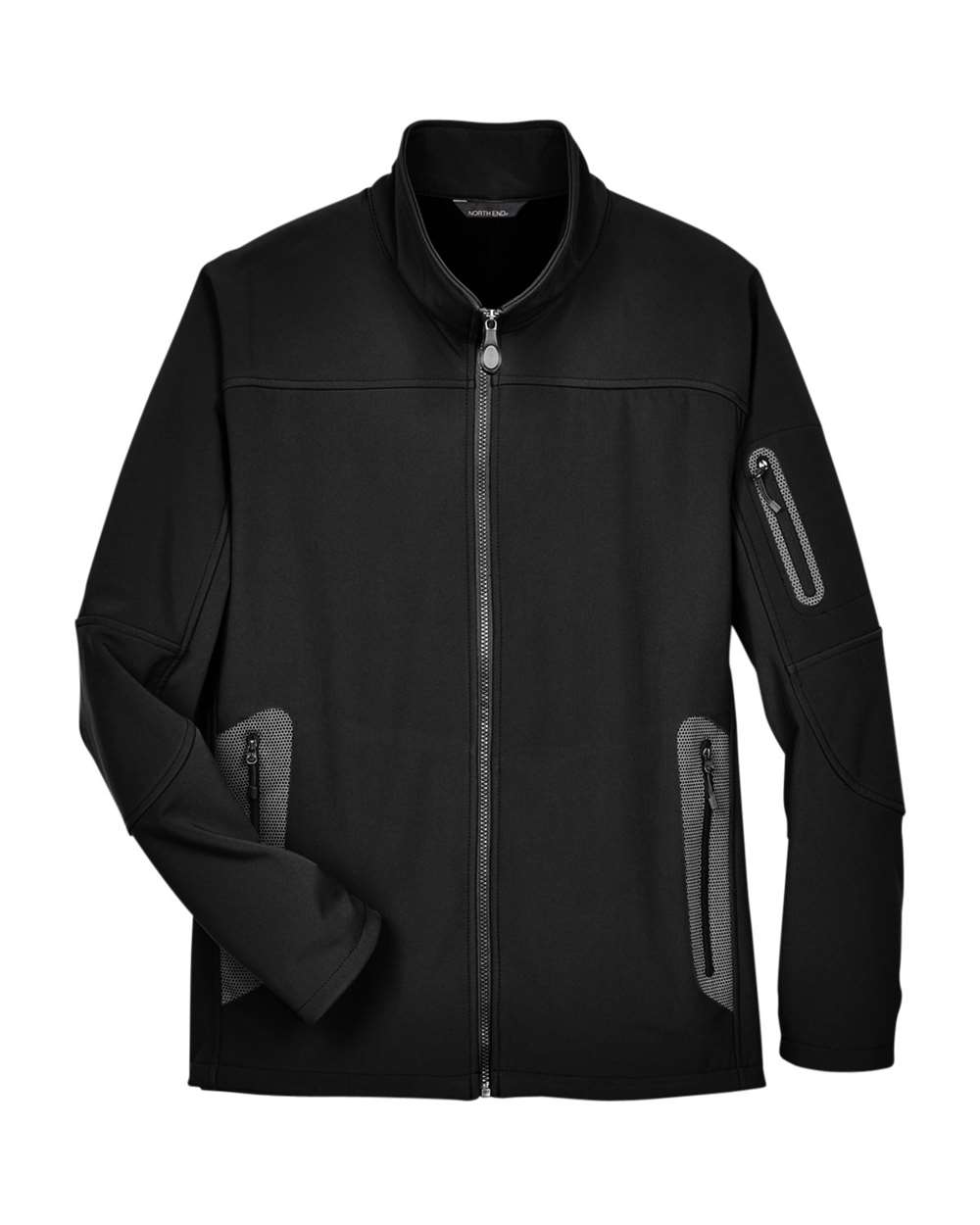 North End Men's Three Layer Fleece Bonded Shell Technical Jacket - 88138 Black