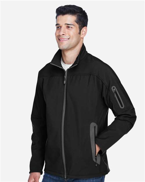 North End Men's Three Layer Fleece Bonded Shell Technical Jacket - 88138 Black