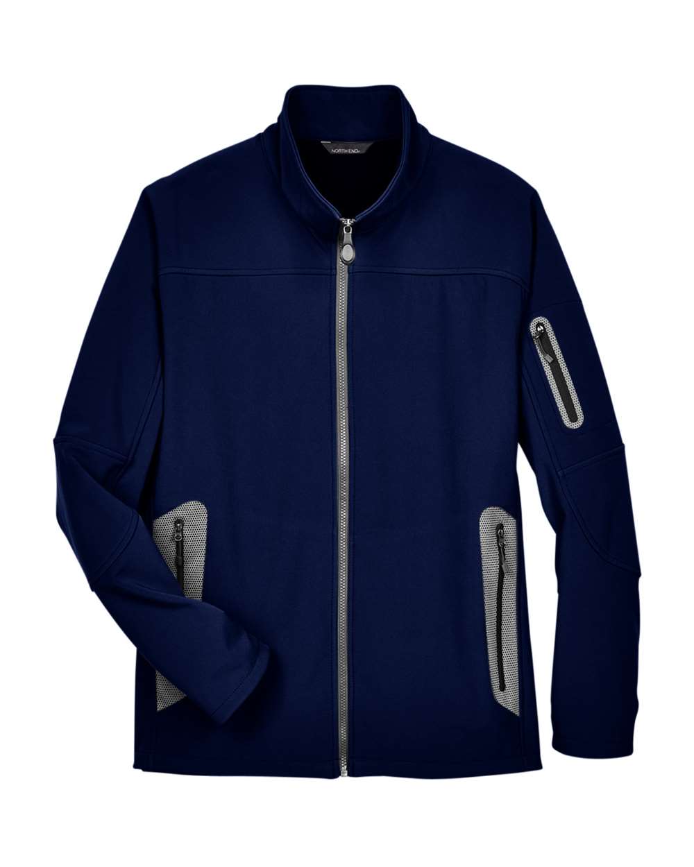 North End Men's Three Layer Fleece Bonded Shell Technical Jacket - 88138 Classic Navy