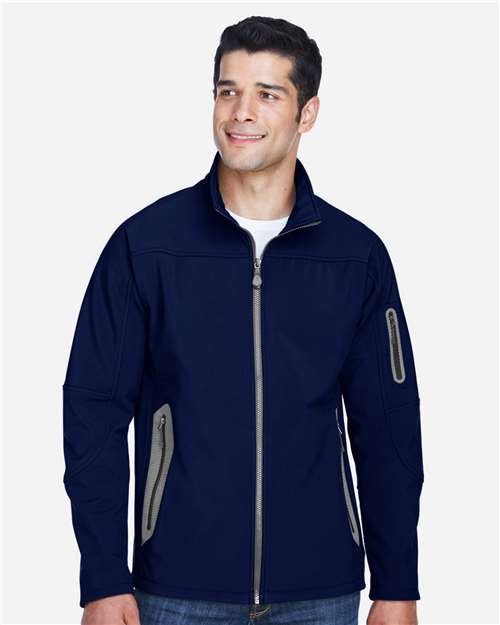 North End Men's Three Layer Fleece Bonded Shell Technical Jacket - 88138 Classic Navy