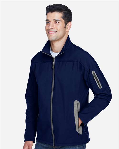 North End Men's Three Layer Fleece Bonded Shell Technical Jacket - 88138 Classic Navy