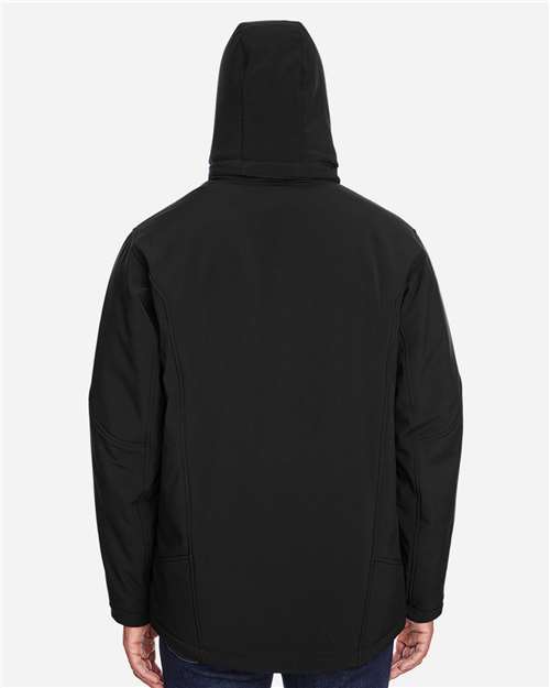 North End Men's Glacier Insulated Three-Layer Fleece Soft Shell Hood Jacket with Detachable Hood - 88159 Black