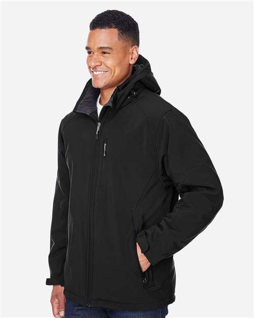 North End Men's Glacier Insulated Three-Layer Fleece Soft Shell Hood Jacket with Detachable Hood - 88159 Black