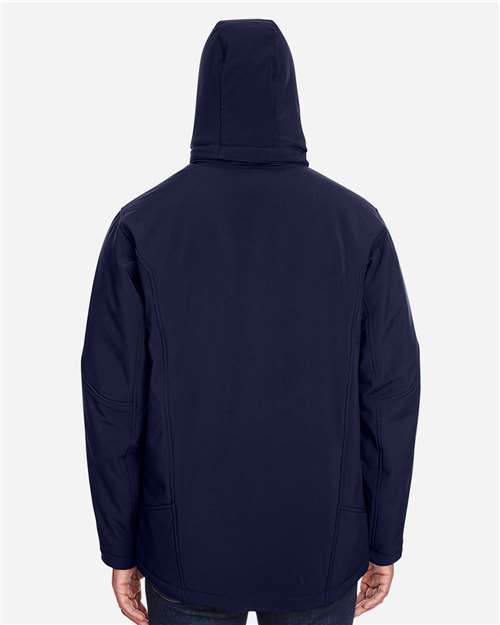 North End Men's Glacier Insulated Three-Layer Fleece Soft Shell Hood Jacket with Detachable Hood - 88159 Classic Navy
