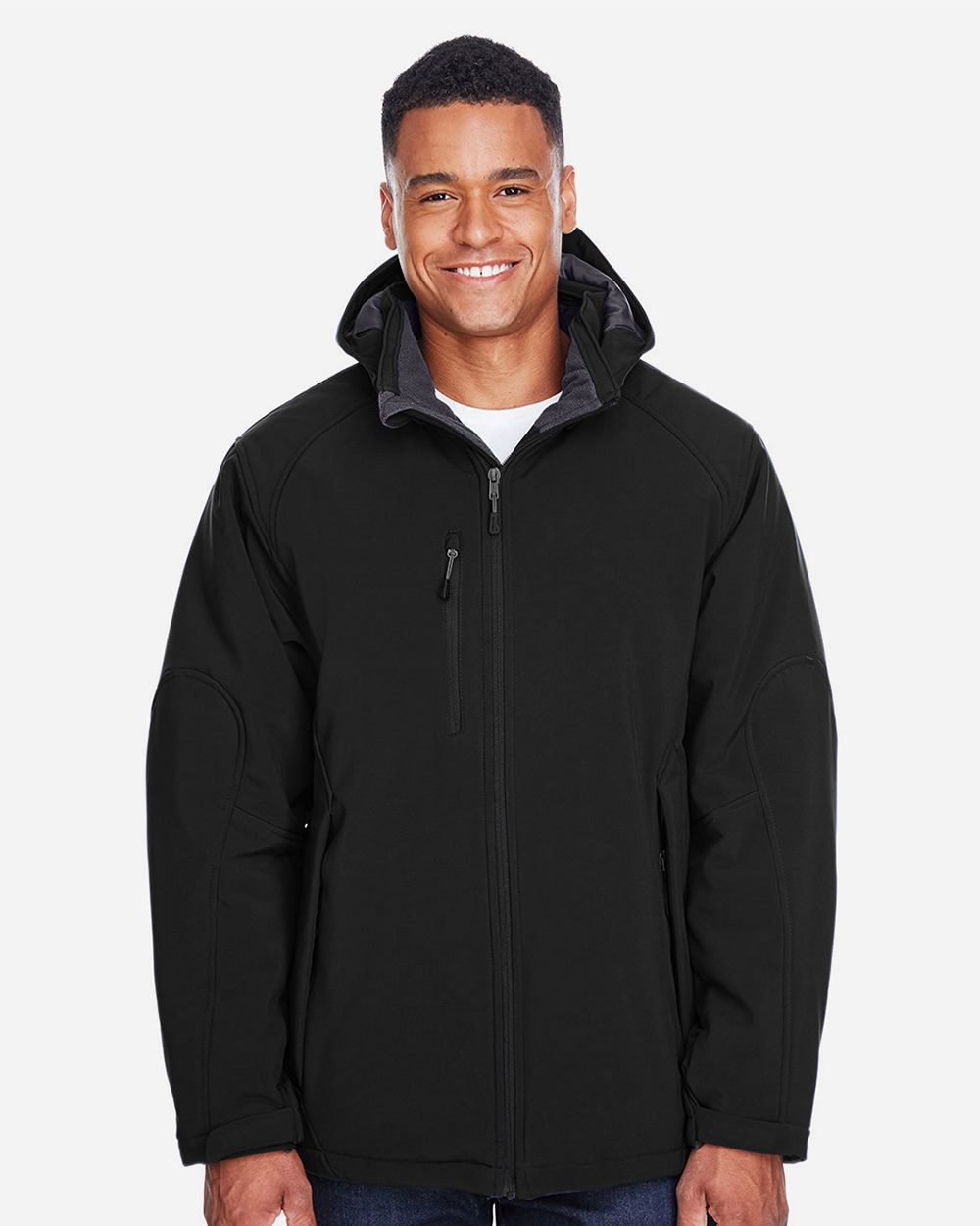 North End Men's Glacier Insulated Three-Layer Fleece Soft Shell Hood Jacket with Detachable Hood - 88159