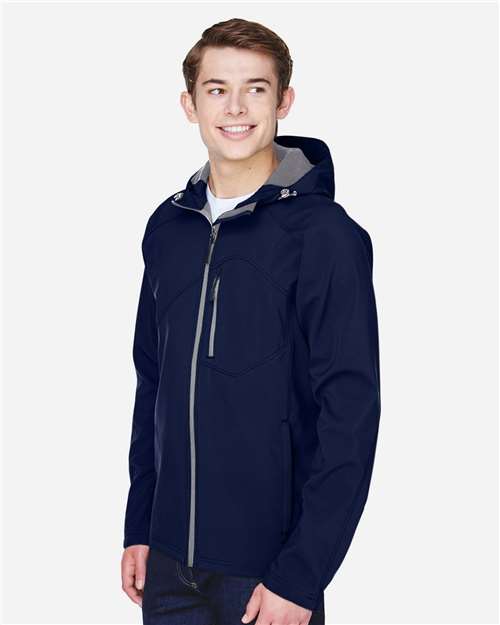 North End Men's Prospect Two-Layer Fleece Bonded Soft Shell Hooded Jacket - 88166 Classic Navy