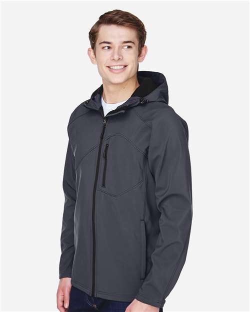 North End Men's Prospect Two-Layer Fleece Bonded Soft Shell Hooded Jacket - 88166 Fossil Grey
