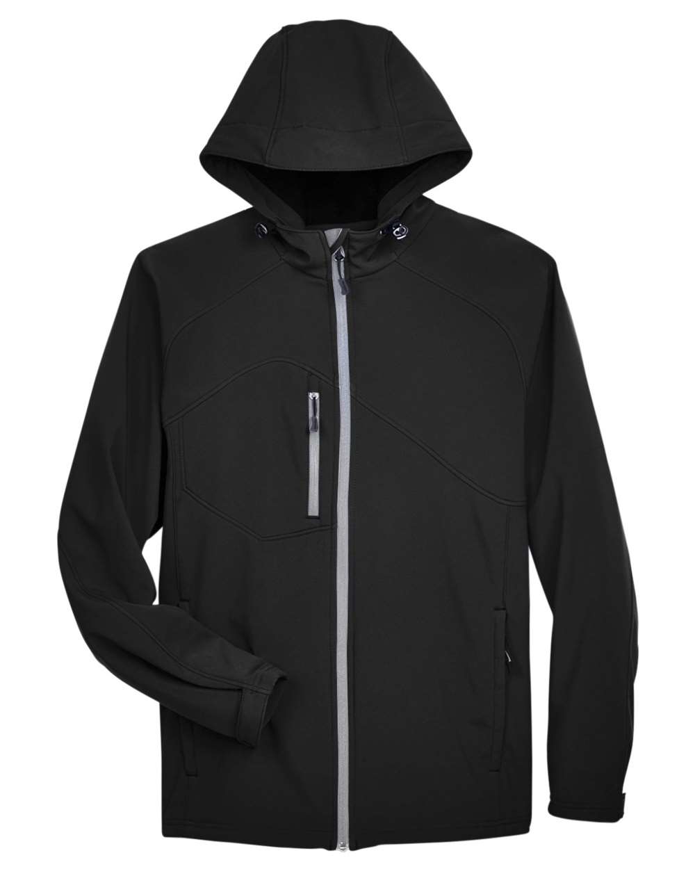 North End Men's Prospect Two-Layer Fleece Bonded Soft Shell Hooded Jacket - 88166 Black