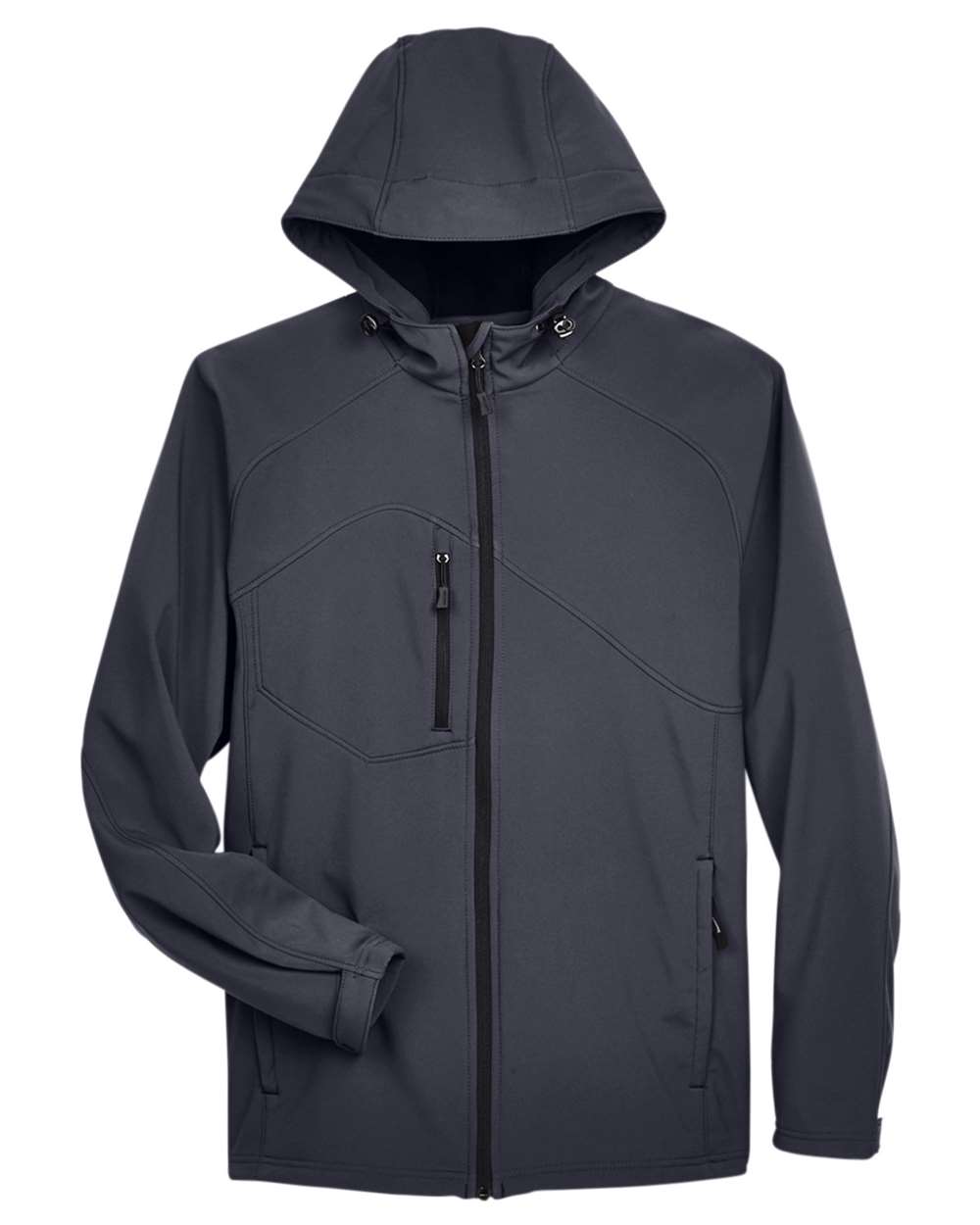 North End Men's Prospect Two-Layer Fleece Bonded Soft Shell Hooded Jacket - 88166 Fossil Grey