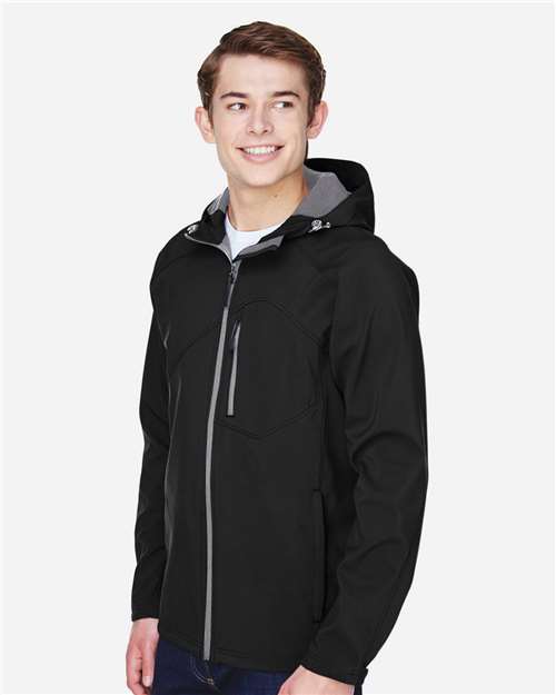 North End Men's Prospect Two-Layer Fleece Bonded Soft Shell Hooded Jacket - 88166 Black