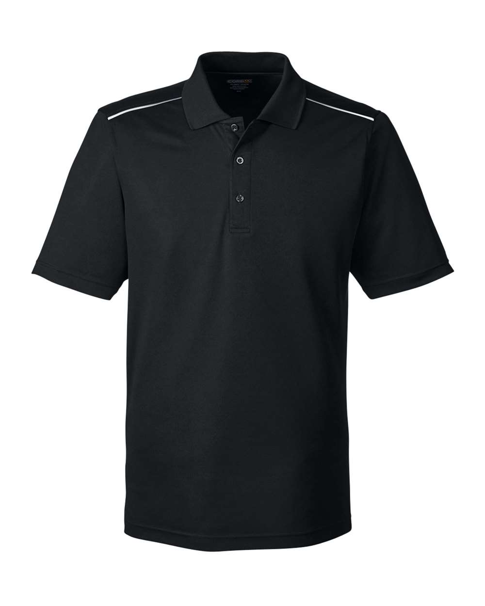 Core365 Men's Radiant Performance Piqué Polo with Reflective Piping - 88181R Black