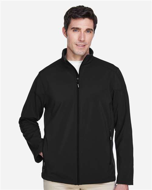 Core365 Men's Cruise Two-Layer Fleece Bonded Soft Shell Jacket - 88184 Black