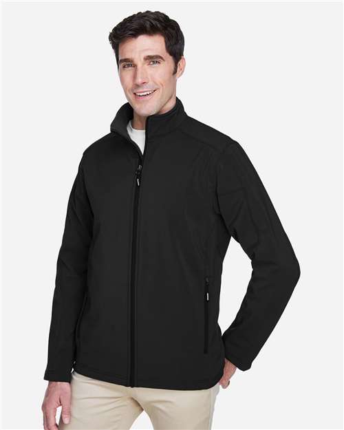 Core365 Men's Cruise Two-Layer Fleece Bonded Soft Shell Jacket - 88184 Black