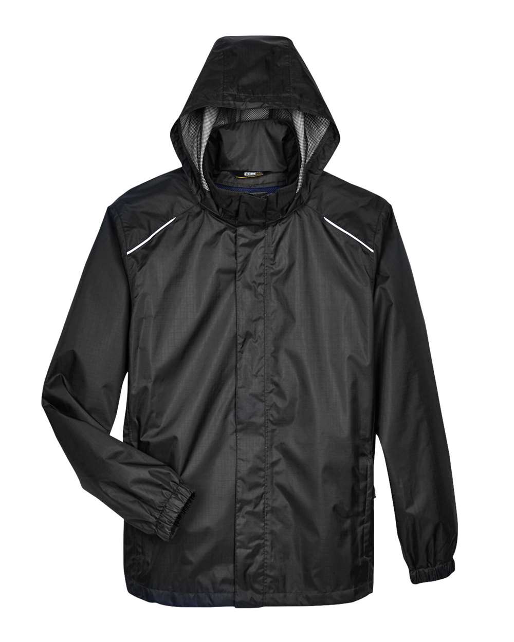 Core365 Men's Climate Seam Sealed Lightweight Variegated Ripstop Jacket - 88185 Black
