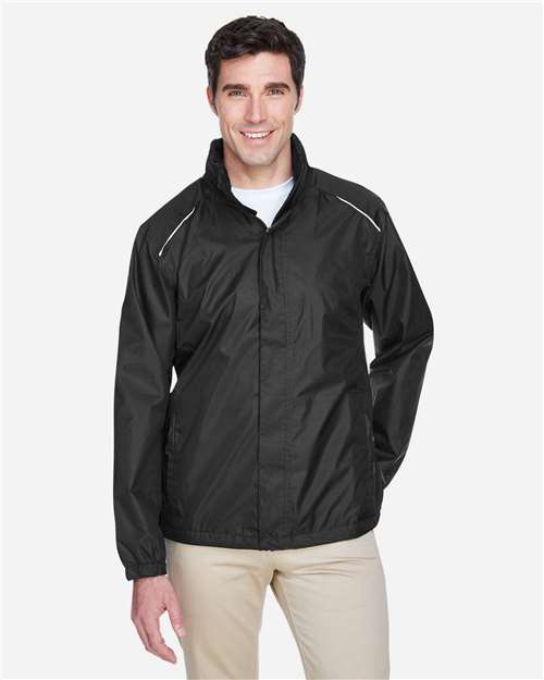 Core365 Men's Climate Seam Sealed Lightweight Variegated Ripstop Jacket - 88185 Black