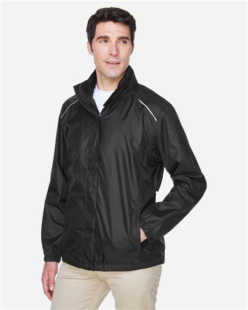 Core365 Men's Climate Seam Sealed Lightweight Variegated Ripstop Jacket - 88185 Black