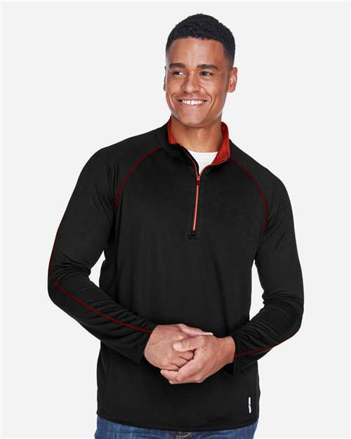 North End Men's Radar Performance Quarter-Zip Pullover - 88187 Black- Classic Red